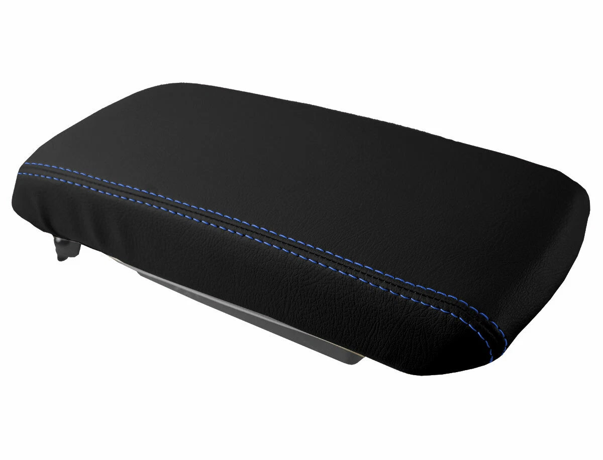 Leather Console Lid Armrest Cover for Dodge Avenger (2008–2014) Blue Stitch