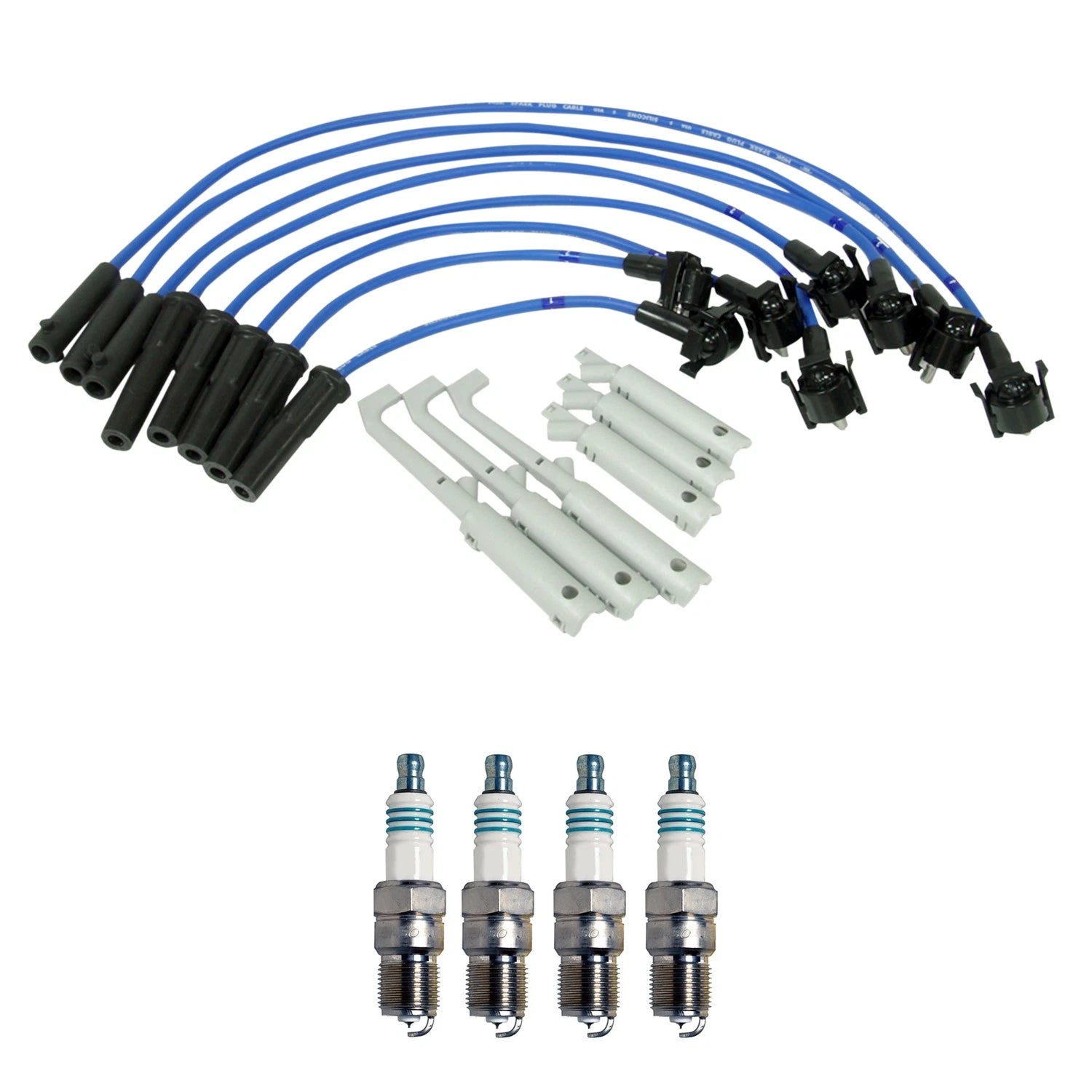 NGK 8mm Wire Set & Denso Iridium Spark Plug Kit for Mazda B2500 (1998–2006)
