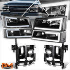 LED DRL Clear Lens Headlights for Chevy Avalanche Silverado (2003–2007)