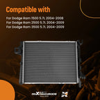 Cooling Radiator for Dodge Ram 2500 5.7L (2004–2009) Direct Fit Aluminum