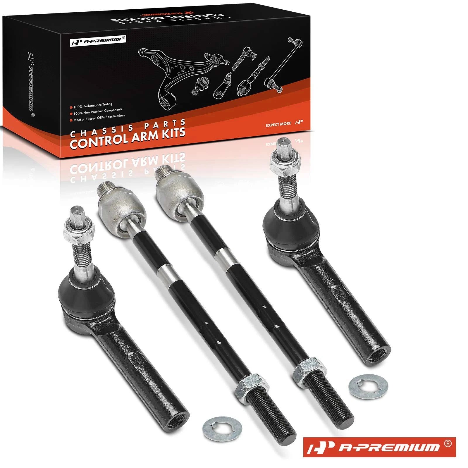 Set of 4 Front Inner & Outer Tie Rod Ends for Chevy Traverse (2009–2023)