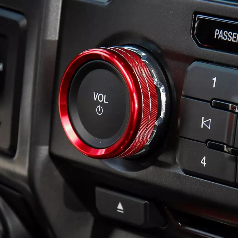 Air Condition Audio Switch Knob Trim Cover Red for Ford F150 (2015–2020)