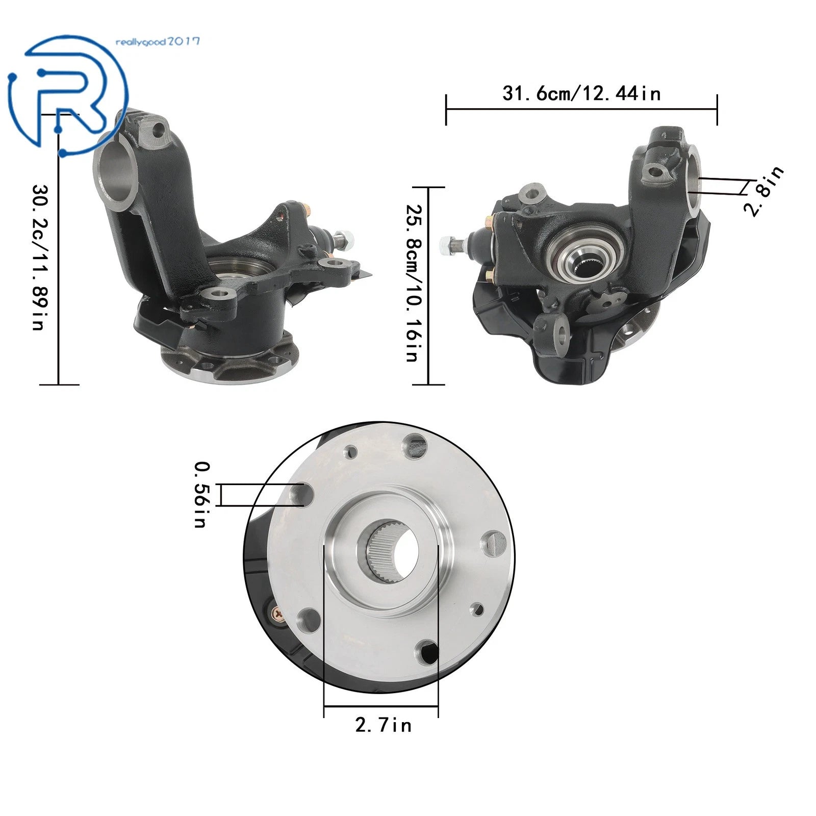 Steering Knuckle Assembly for Ram 1500 2500 3500 (2014–2020) Front RH w/ Dust Shield