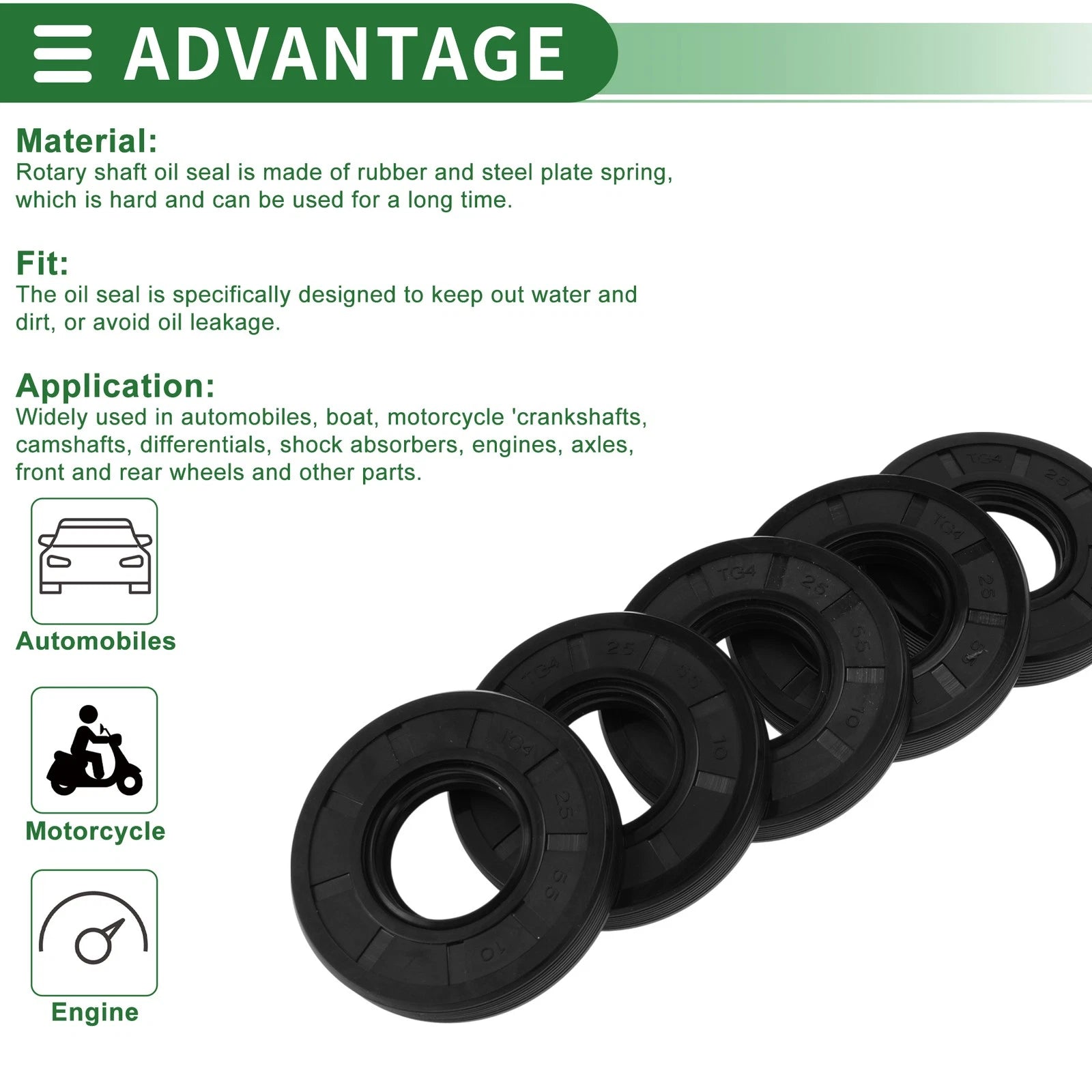 Oil Seal for Rotary Shaft (25x55x10mm)