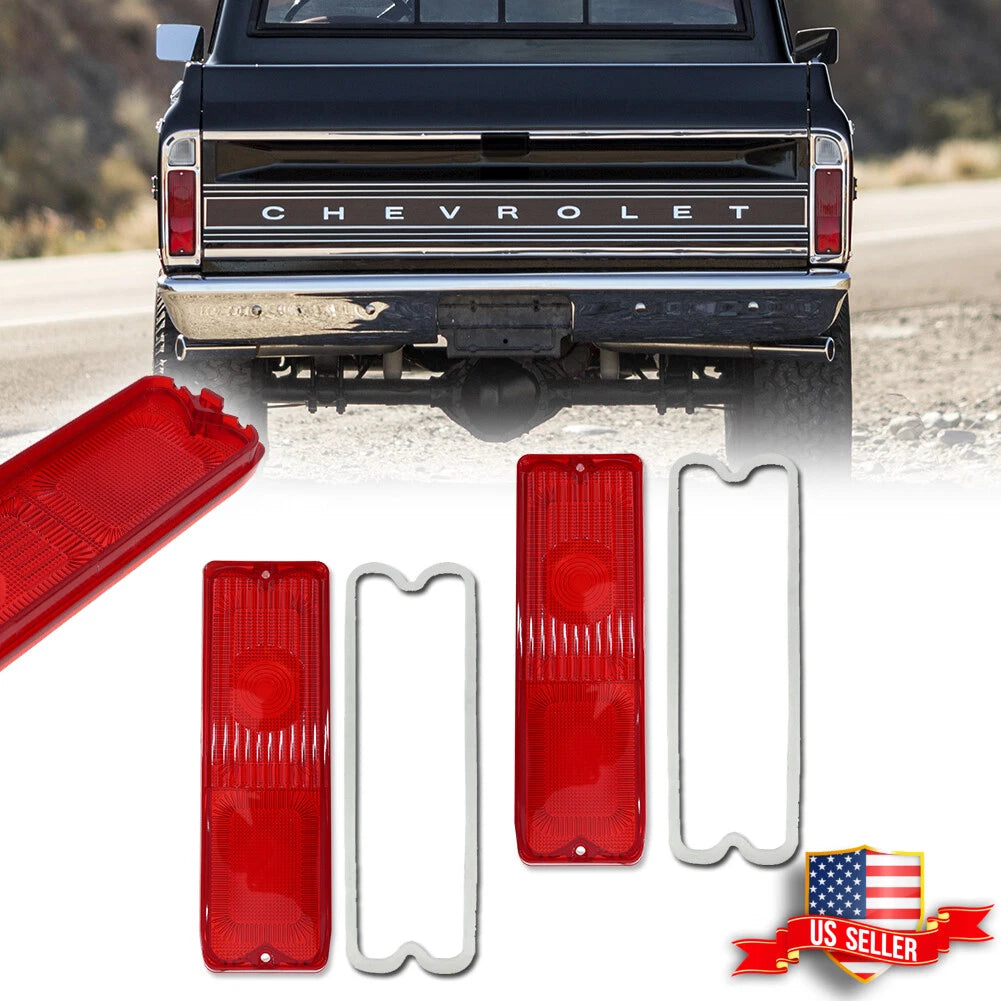 Pair Red Tail Light Lenses for Chevy GMC Pickup Truck (1967–1972)