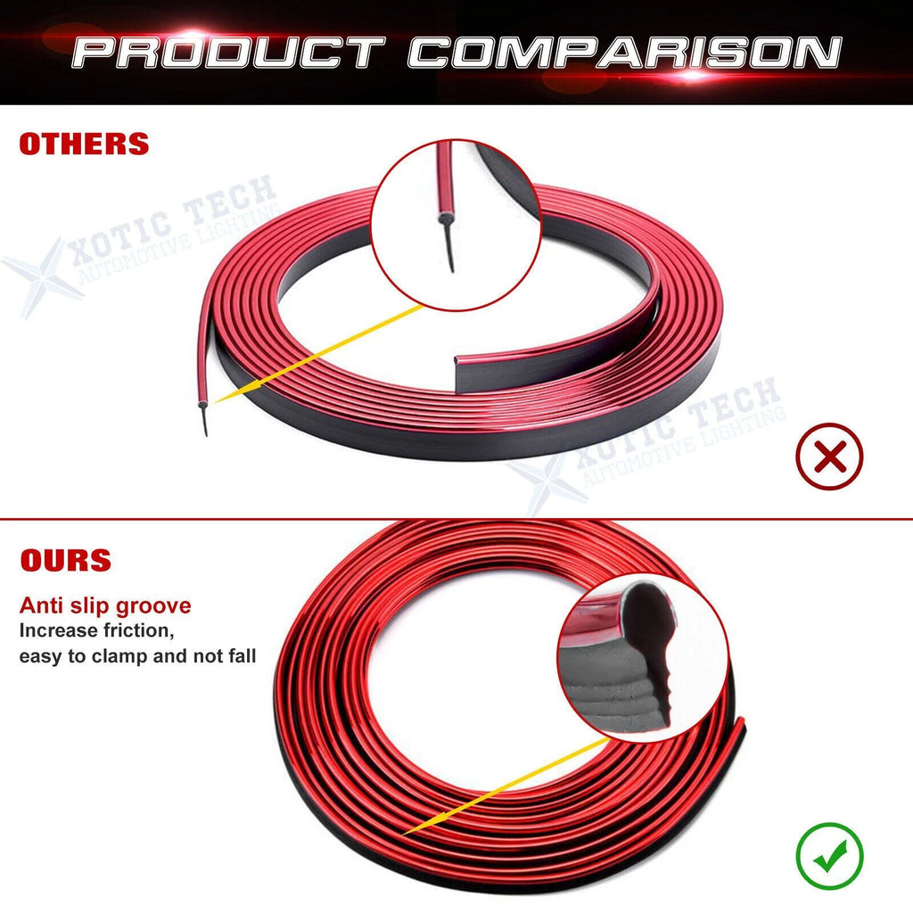 Red Interior Door Gap Edge Line Insert Molding Trim for 16ft (2024-2024)