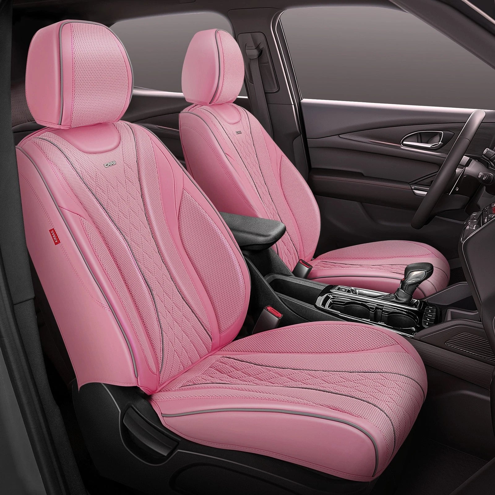 Set of 2 Diamond Stitch Mesh Fabric Front Seat Covers for Universal Fit
