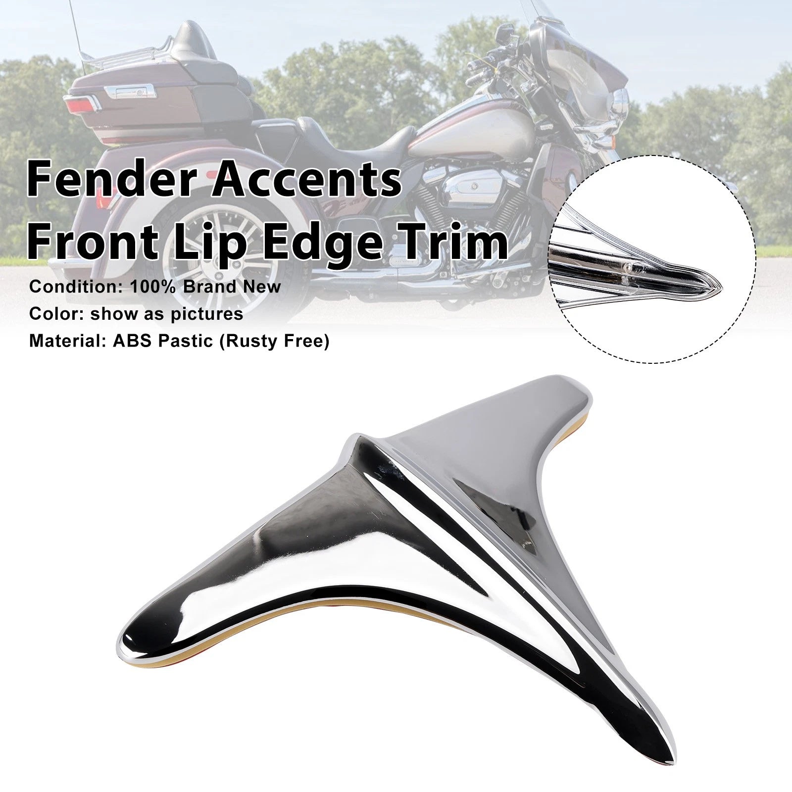 ABS Rear Fender Accents Trim for Harley Street Tri Glide (2009–2023) Chrome