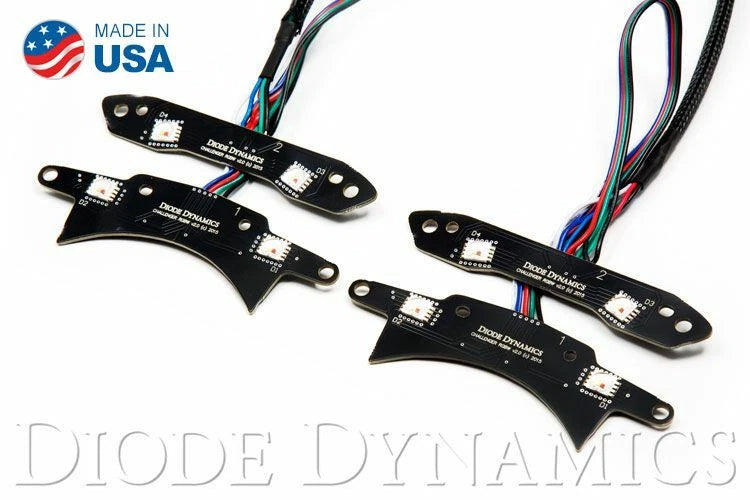 LED Halo Headlight Pair with Multi Color Bluetooth Control for Dodge Challenger (2015–2020)