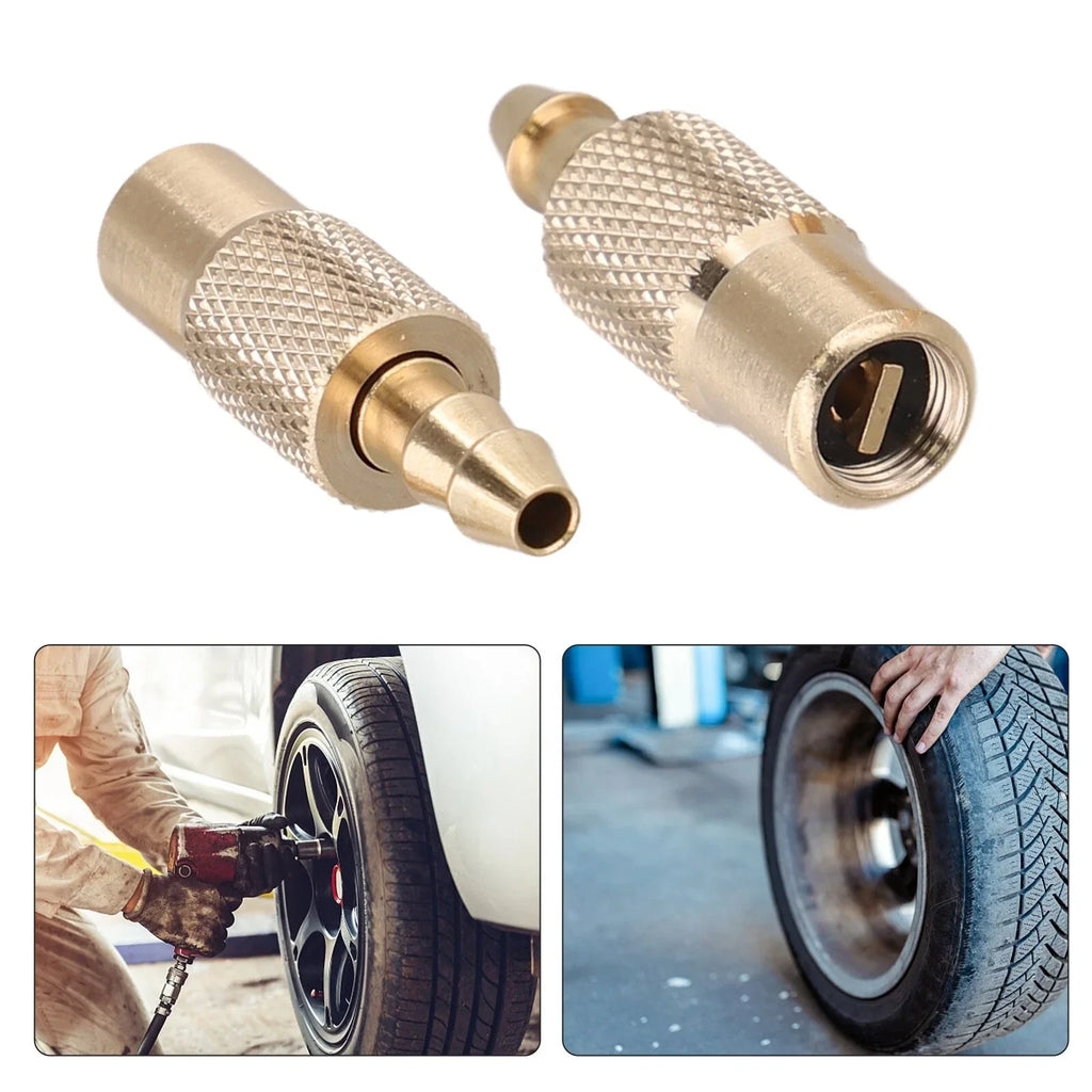 Pair Bore Hose Tire Inflator Valve Connector Brass Chuck