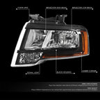 Headlight Lamp Driver Left for Ford Expedition (2015–2017) Black/Clear
