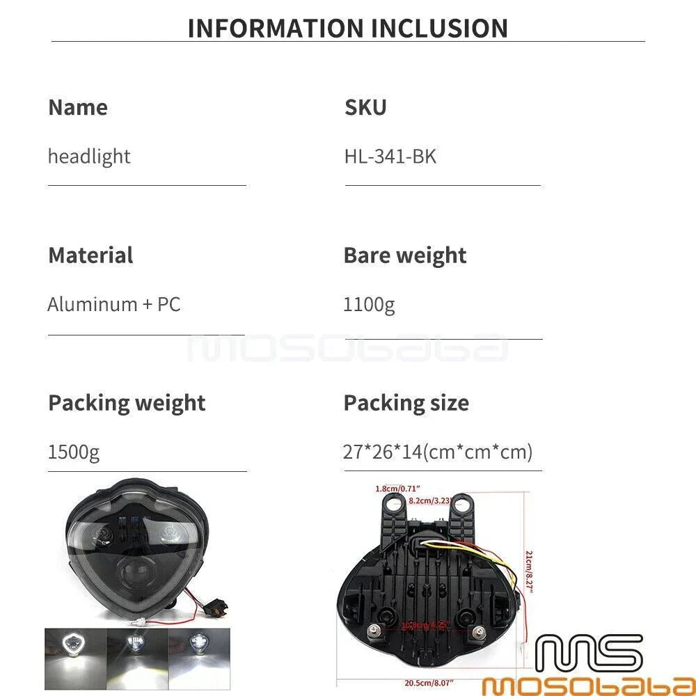 LED Headlight w/DRL Lights for Kawasaki Vulcan S 650 EN650 (2015-2021)