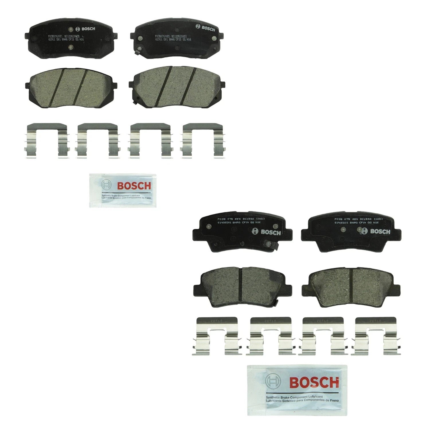 Set of 4 Bosch QuietCast Ceramic Brake Pads for Sonata Cadenza Soul EV (2011–2023)