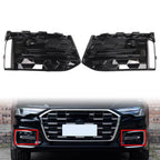 2X Front Lower Fog Light Frame Cover Glossy Black for Audi A6 C8 S6 (2023–2025)