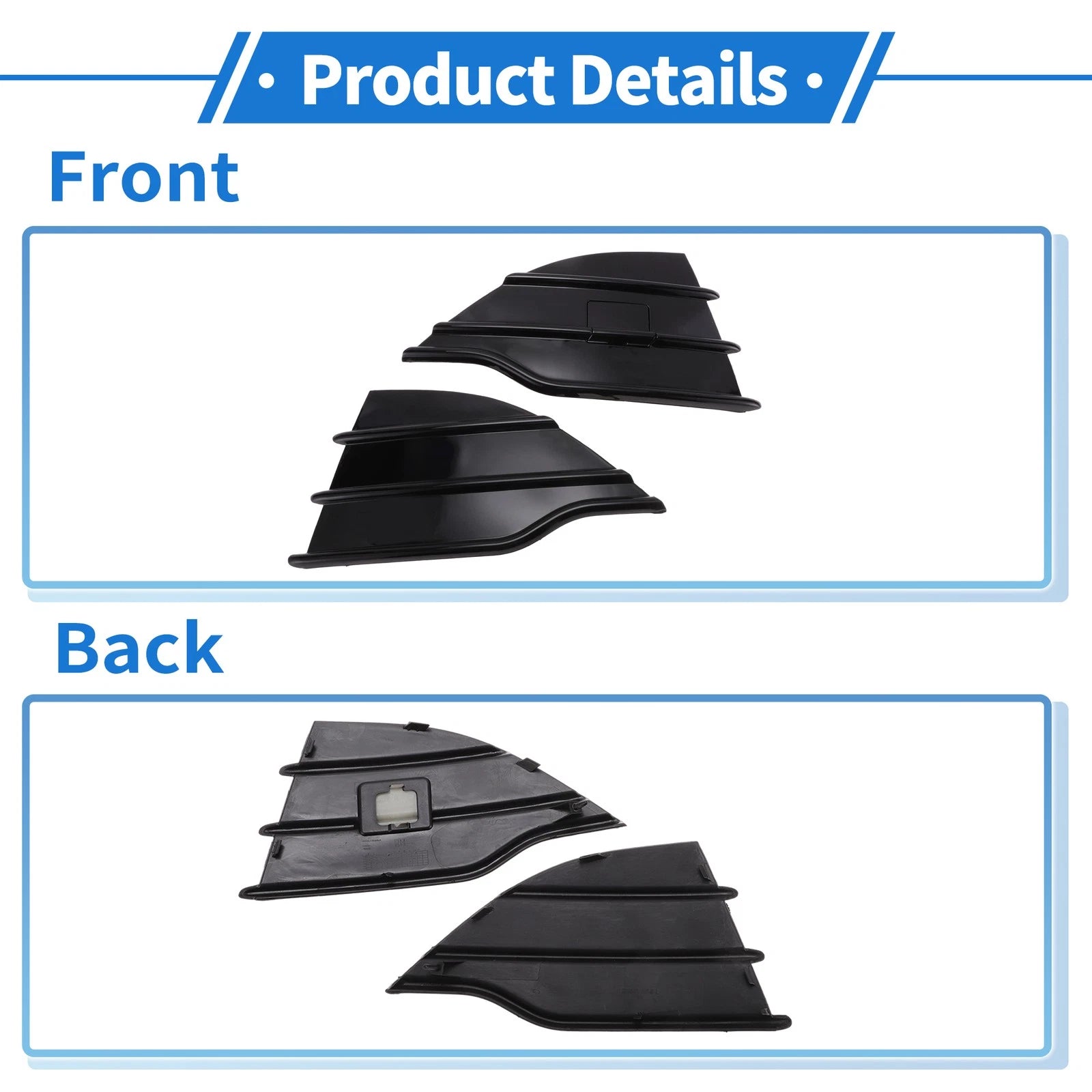 Fog Light Grill No.CJ5Z17E811BA for Ford Escape (2013–2016) Glossy Black 1 Pair