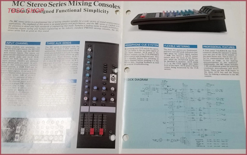 Yamaha MC802 MC1202 MC1602 Mixing Consoles Sales Brochure