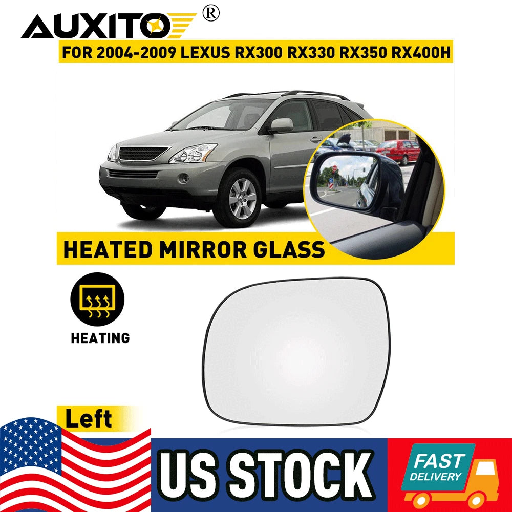 Heated Left Driver Side Wing Mirror Glass for Lexus RX (2004–2009)