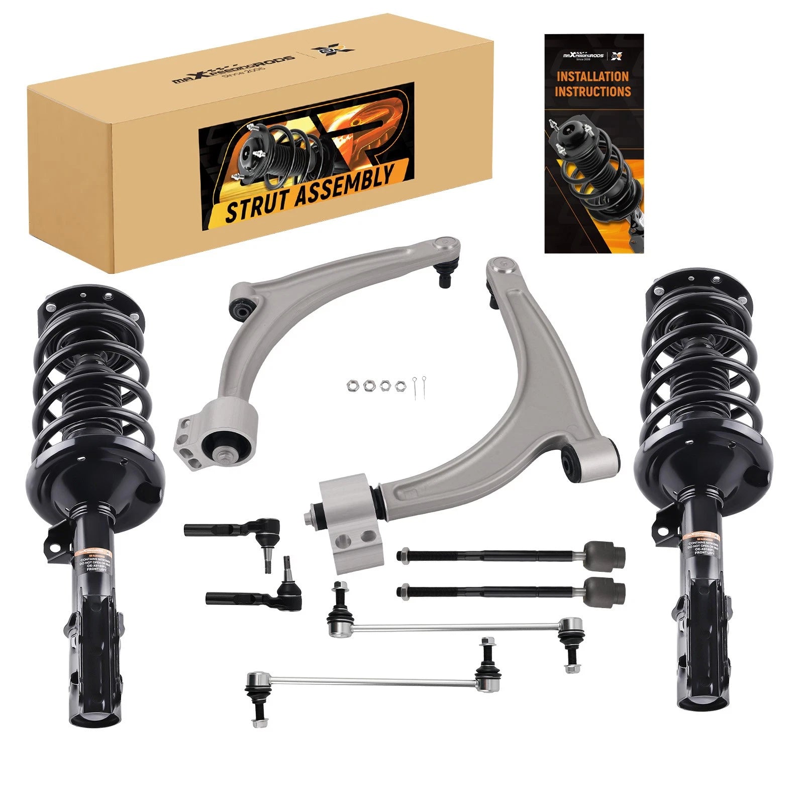 10 Front Struts Control Arms Sway Bars Kit for Pontiac G6, Saturn Aura (2005–2010)