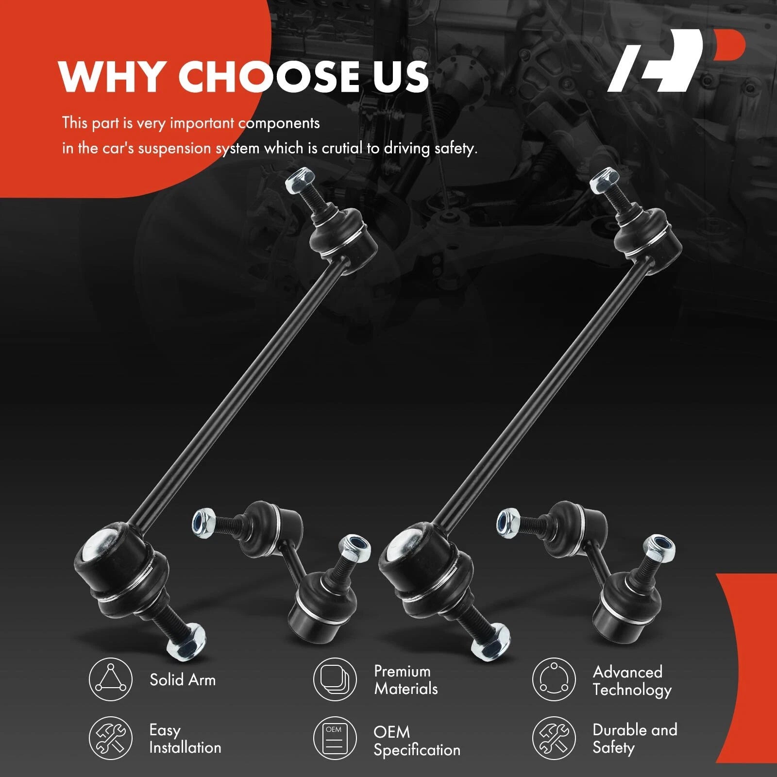 Set of 4 Sway Bar End Links for Mitsubishi Outlander Dodge Avenger