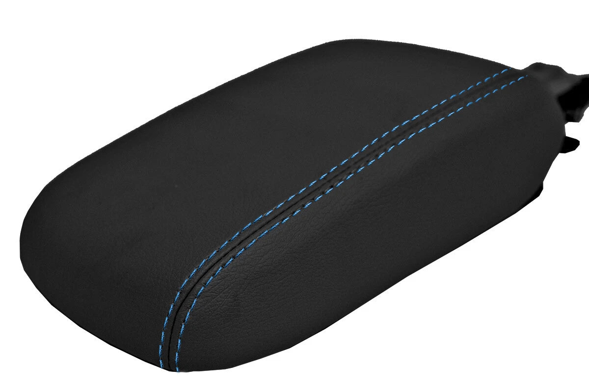 Leather Console Lid Armrest Cover for Subaru Crosstrek (2012–2017) Blue Stitch