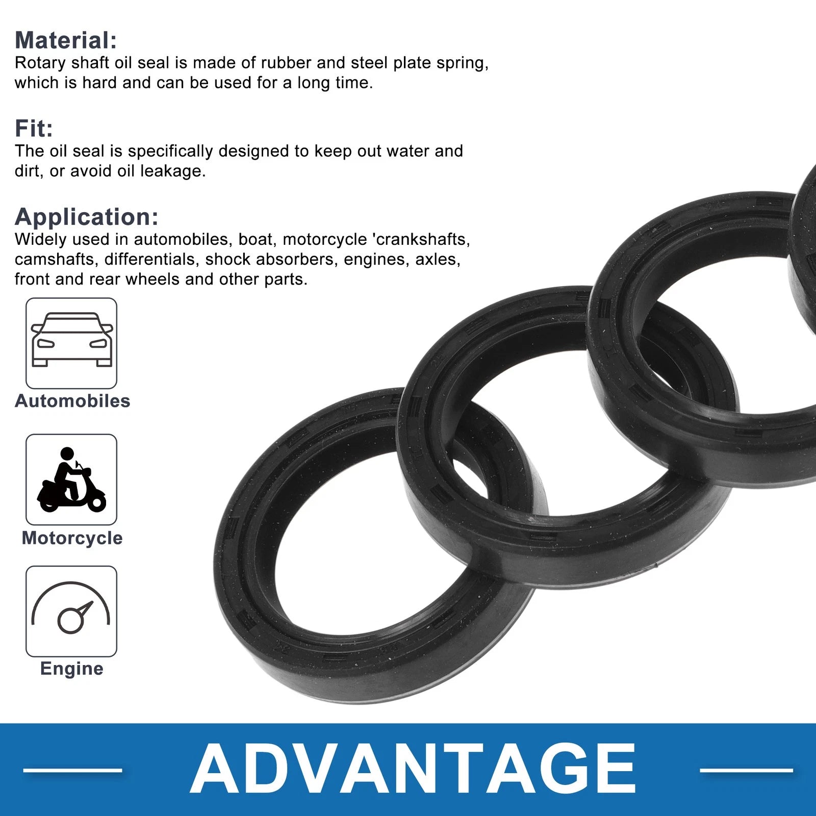 Set of 5 Oil Seal Rotary Shaft Seal for Various Models (25x34x7mm)
