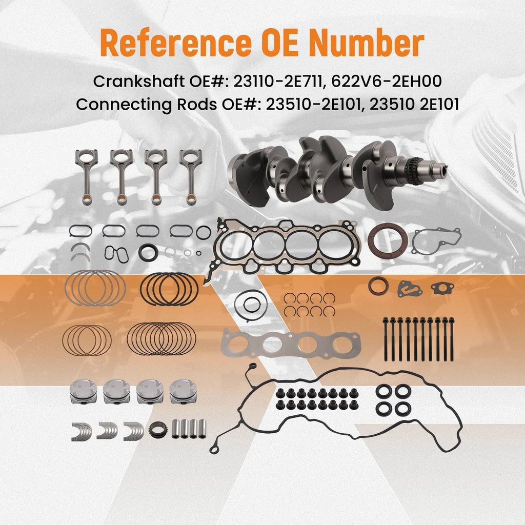 Set of 4 G4NB 1.8L Engine Piston Gasket Bearings for Hyundai Elantra Kia Forte (2011–2016)