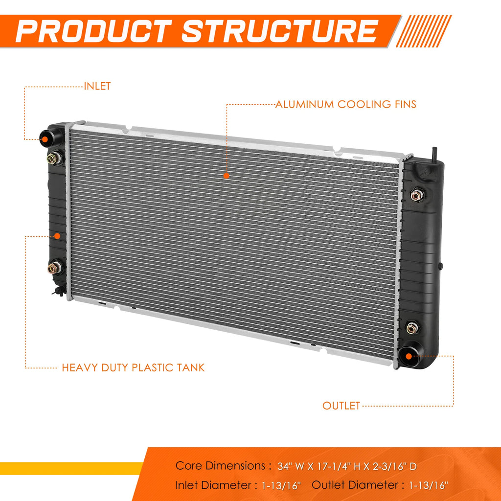 Aluminum Core Radiator for Express/Savana 2500 3500 6.5L Diesel (1996–2002) DPI-2043