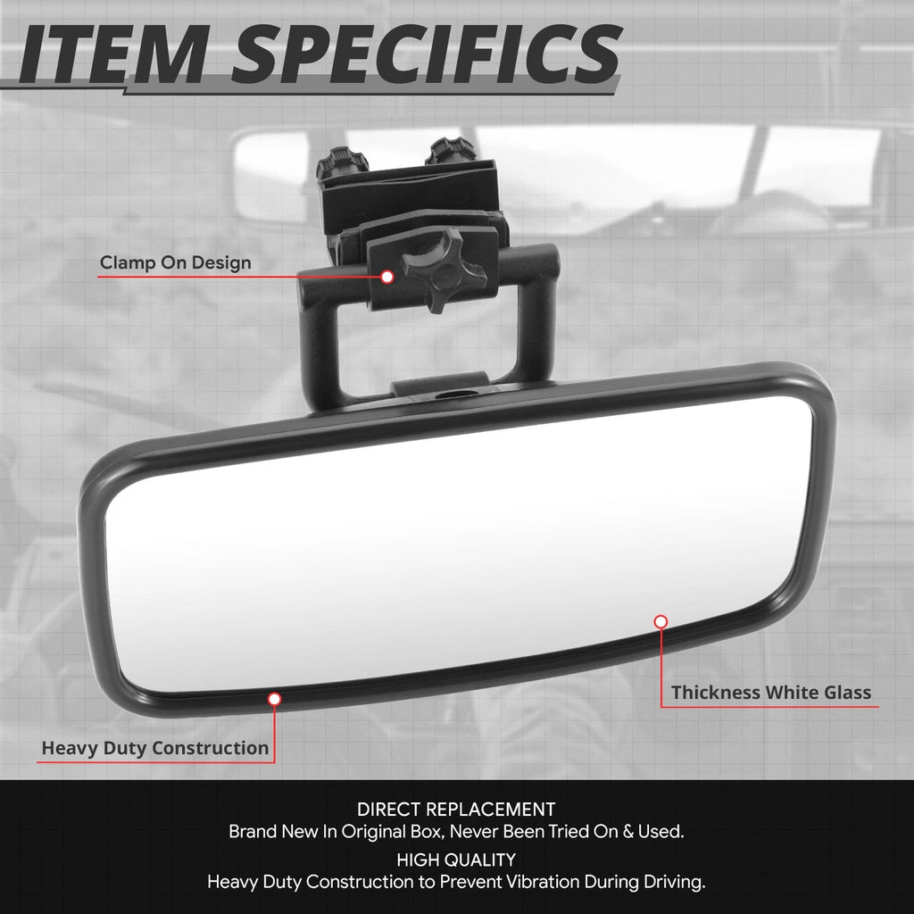 Rearview Mirror Cover Clamp for Universal Yacht (Black ABS, White Glass)