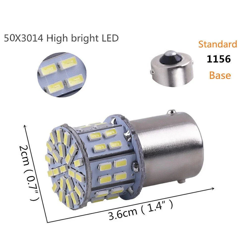 White 50SMD LED Tail Turn Signal Light Bulbs for BA15S