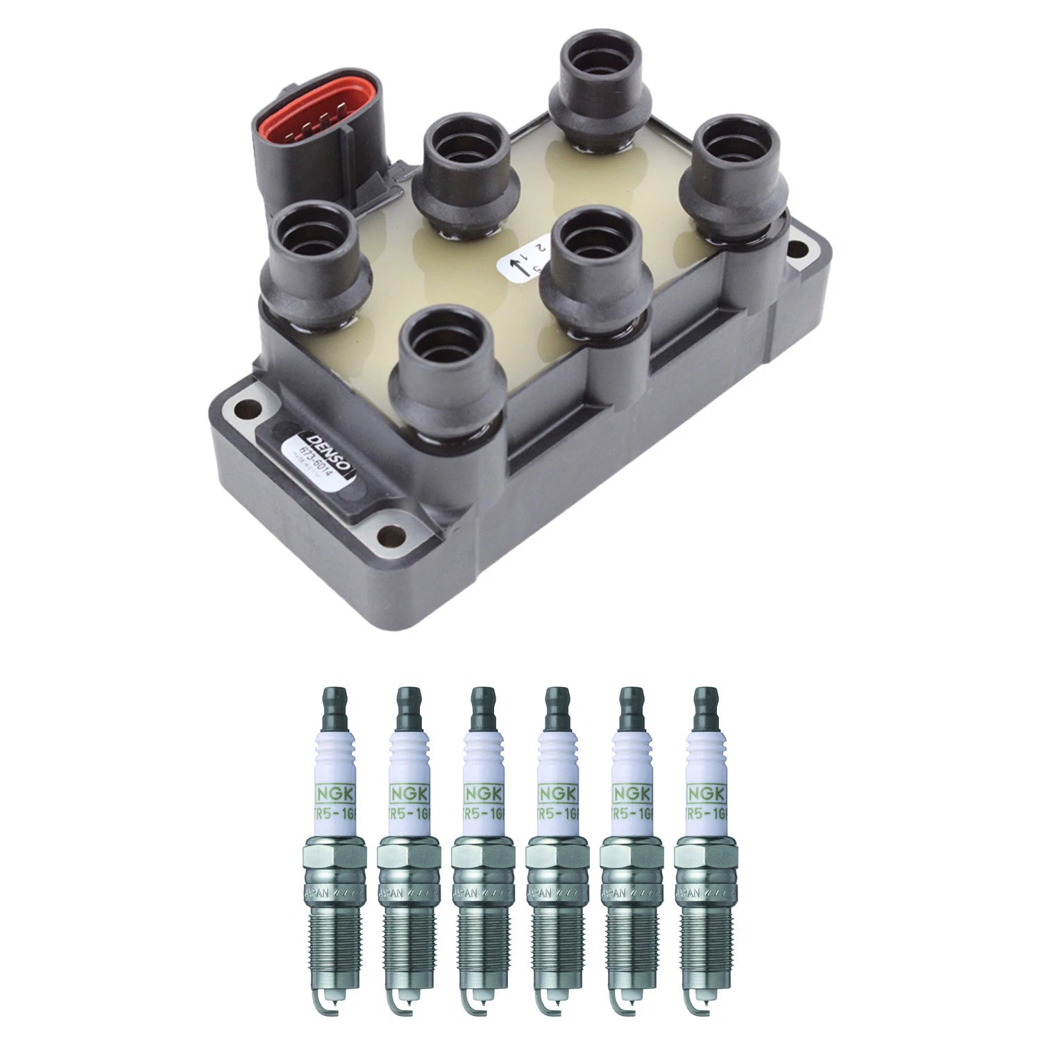 Denso Ignition Coil & NGK Platinum Spark Plugs Kit for F-150 Thunderbird (V6)
