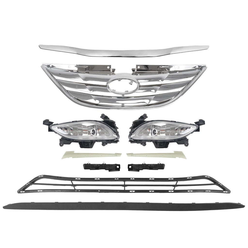 10PCS Chrome Grille Fog Light Bumper Bracket for Sonata (2011–2014)