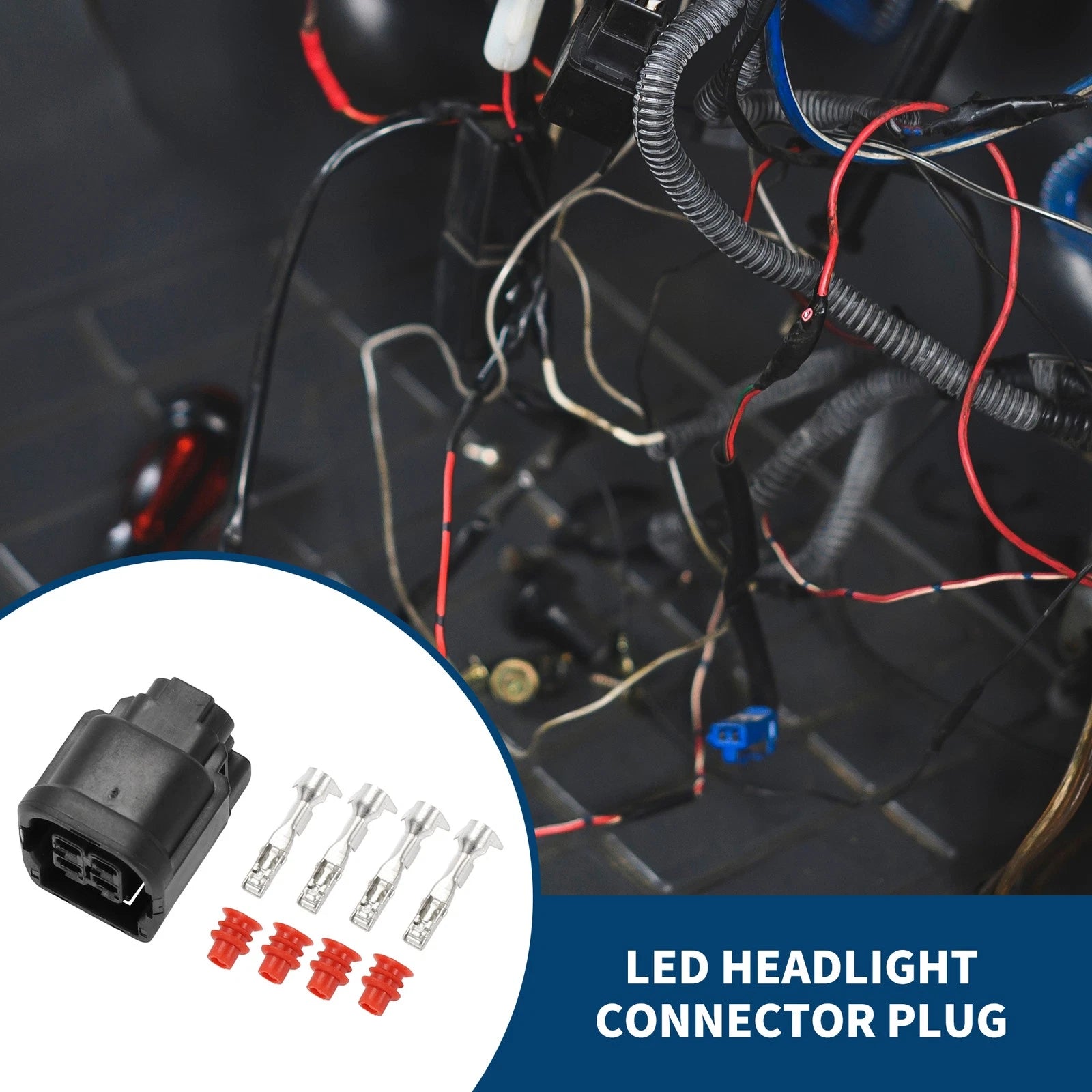 Set of 4 LED Headlight Connector Plugs for Honda 