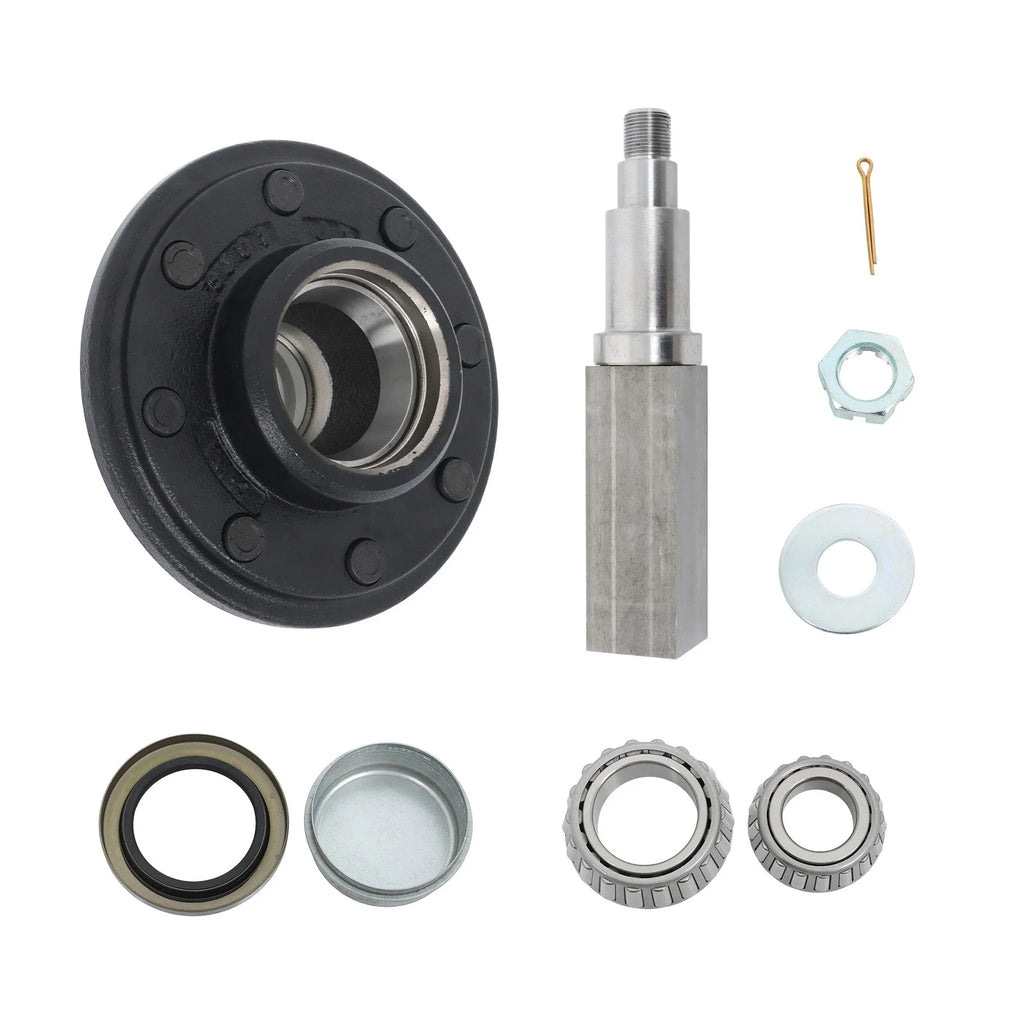 Trailer Axle Hub Kit with Bearings for 6000lbs Trailer (Fits 8 on 6.5")