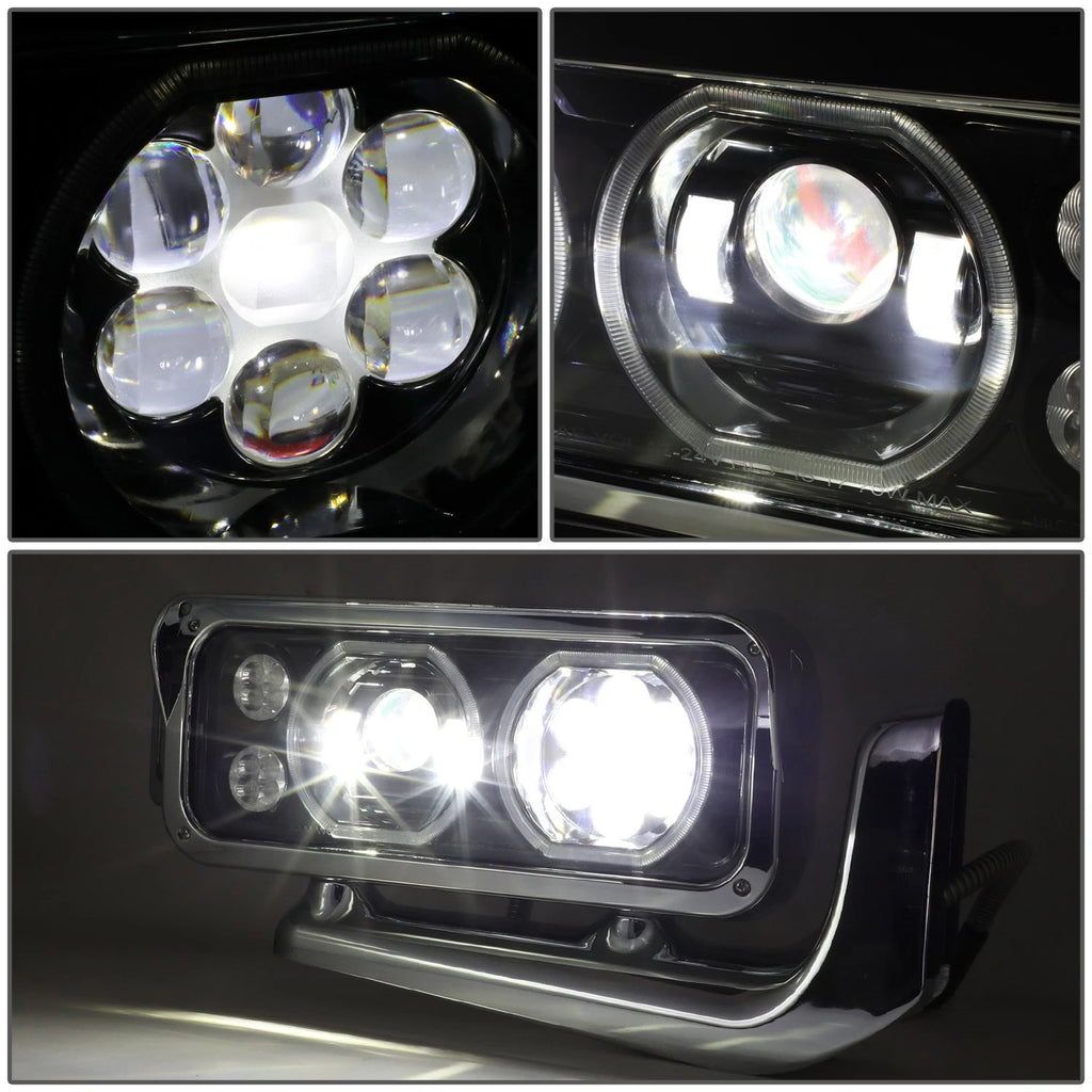 LED Halo DRL Projector Headlights for Peterbilt 359 379 389 (1981–2021)