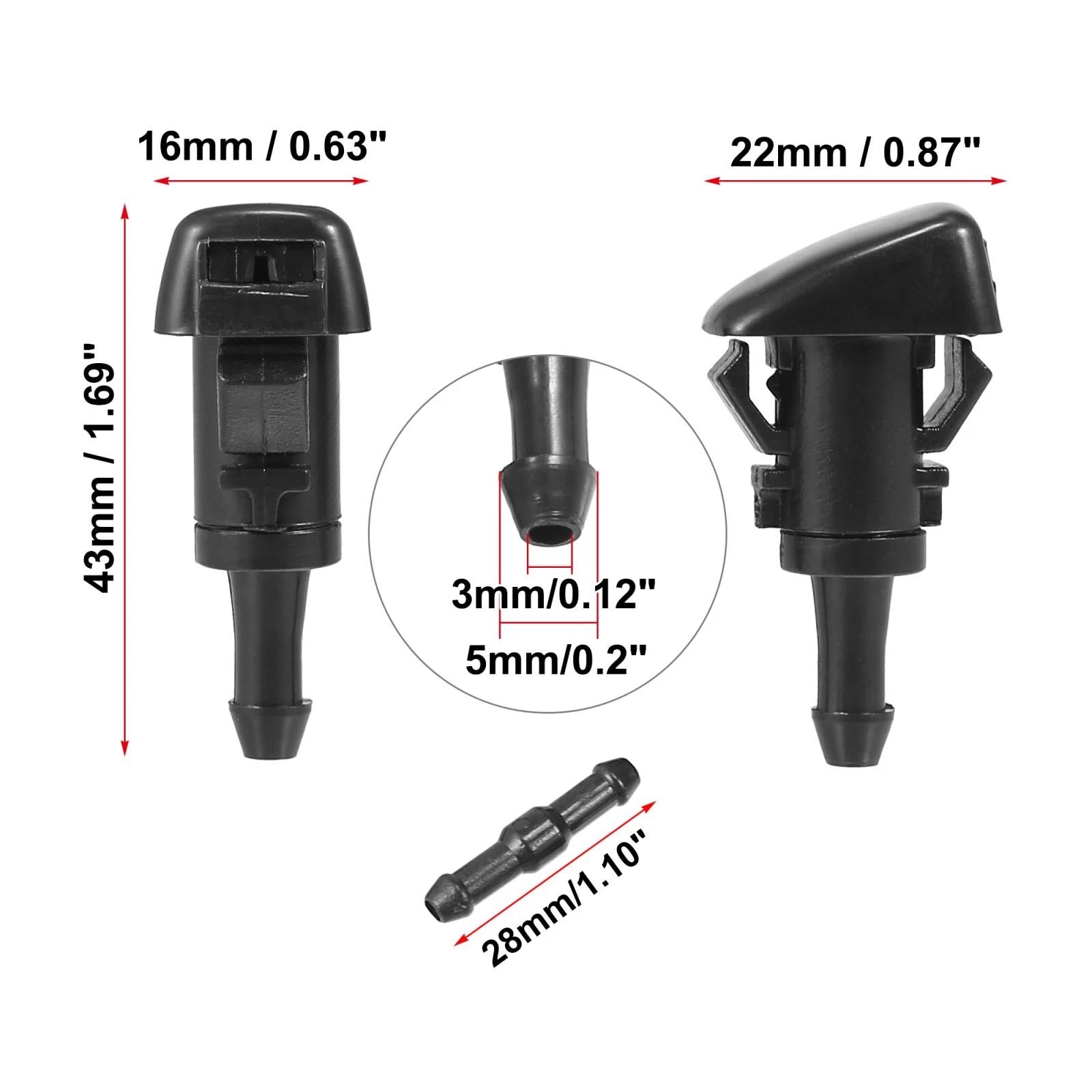 Set of 4 Front Windshield Washer Nozzles for Dodge Caliber (2007–2012) 5160308AA