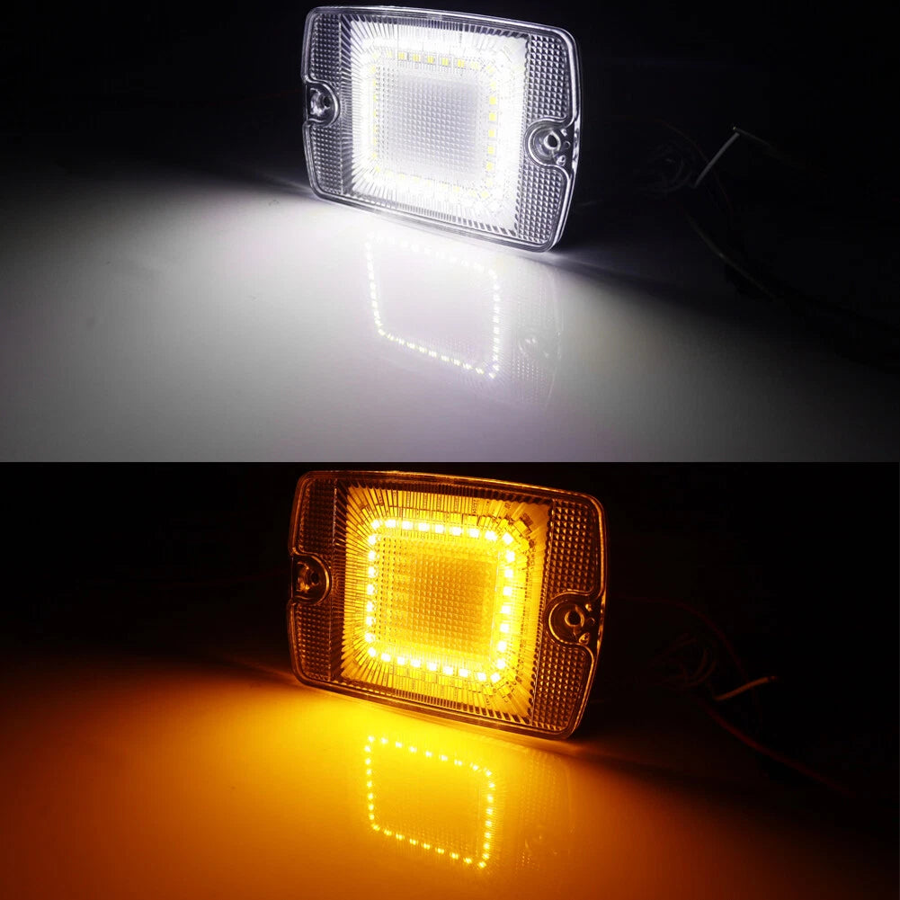 2X Clear White DRL Turn Signals with Amber LED for Jeep Wrangler YJ (1987–1995)