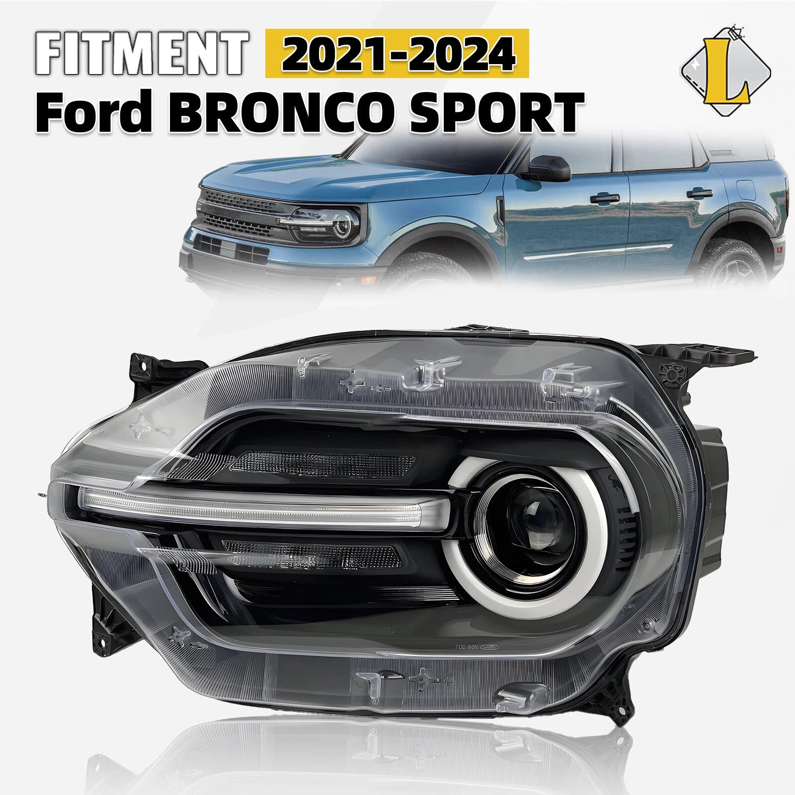 Left Driver Projector Headlight for Ford Bronco Sport (2021–2024)
