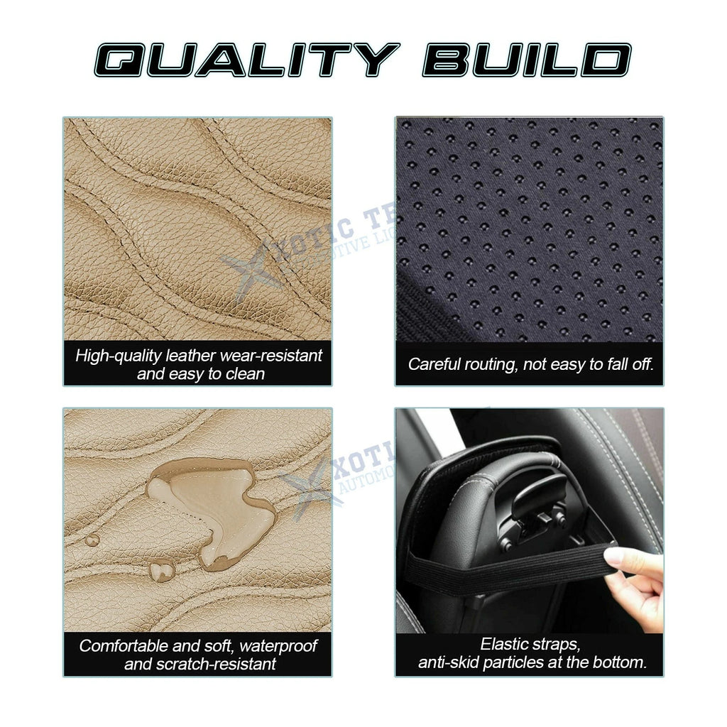 Beige PU Leather Armrest Box Pad Cushion Cover for Universal (-)
