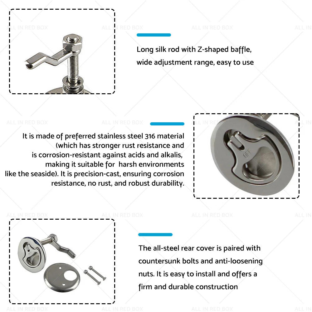 316 Stainless Steel Deck Door Latch Lock for Boat (Polished)
