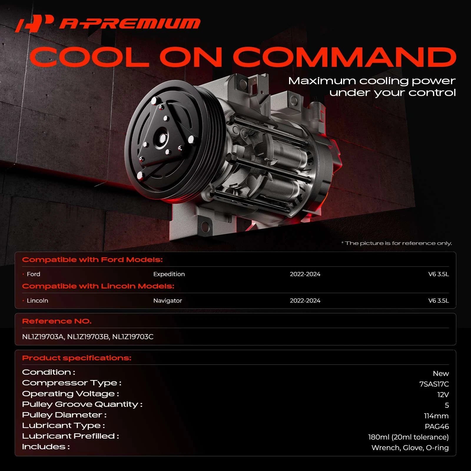 A/C Compressor with Clutch for Ford Expedition (2022-2026)