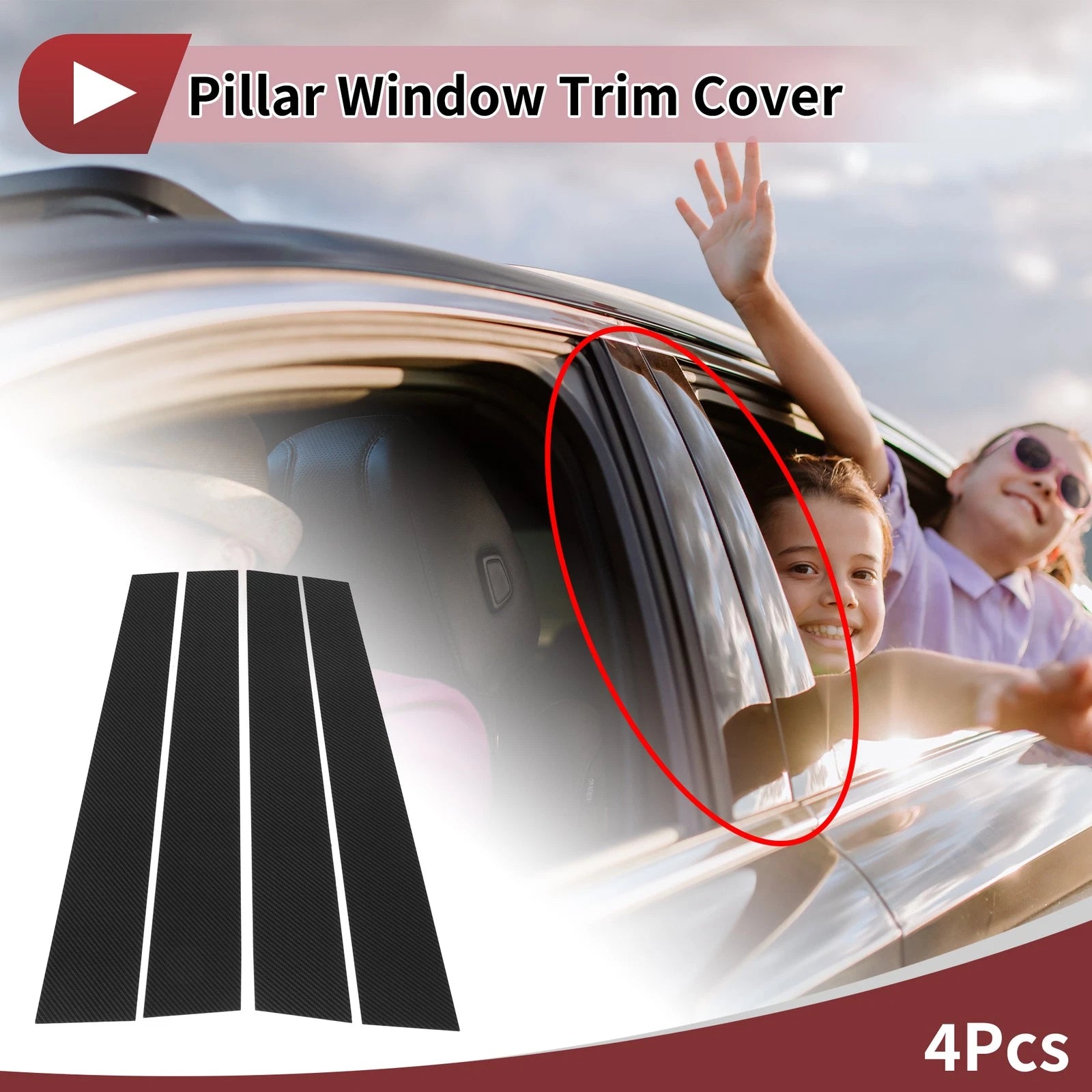 Door Pillar Window Trim for Toyota Tundra (2000–2006) Carbon Fiber