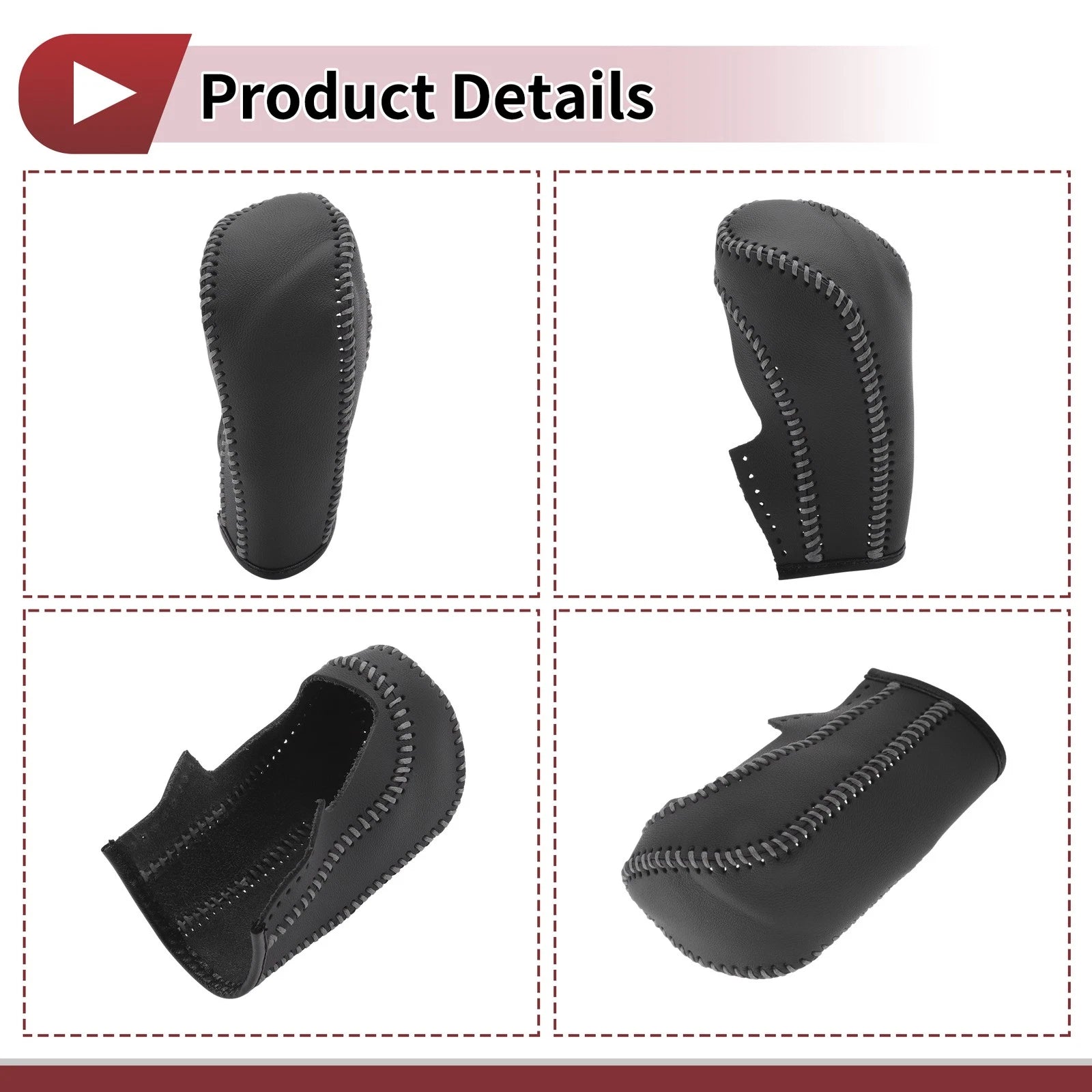 1 Pc Gear Shift Knob Cover for Ford Fiesta (2009–2012) Black Gray Faux Leather
