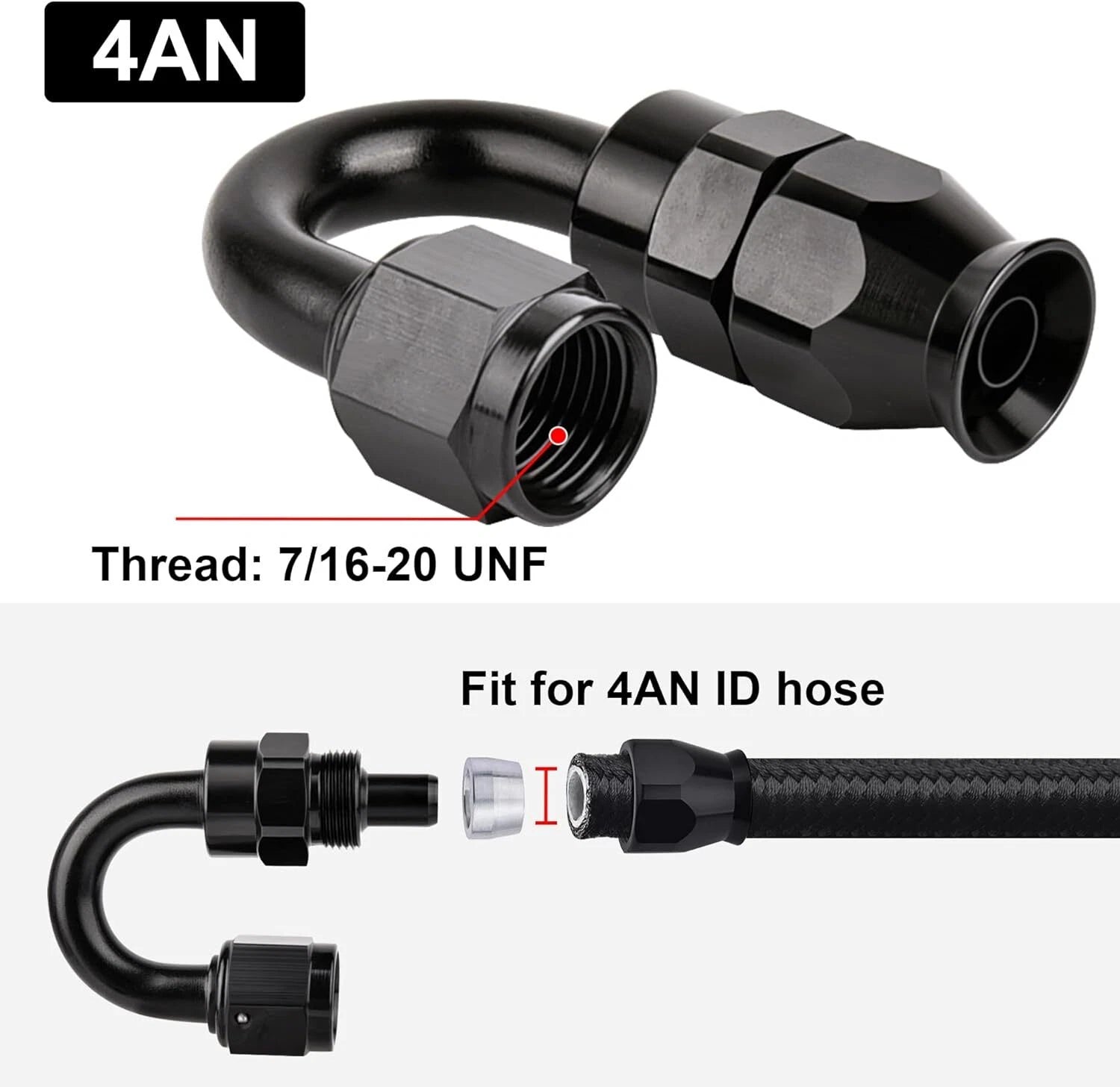 4AN 180° Swivel Oil/Fuel Hose Line Fitting Connector Adapter for - (2PCS) (2010–2024)