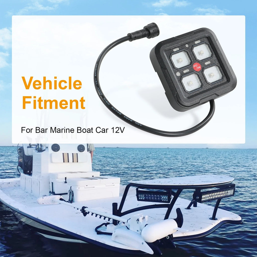 4 Gang LED Switch Panel for Marine Boat Car (12V)