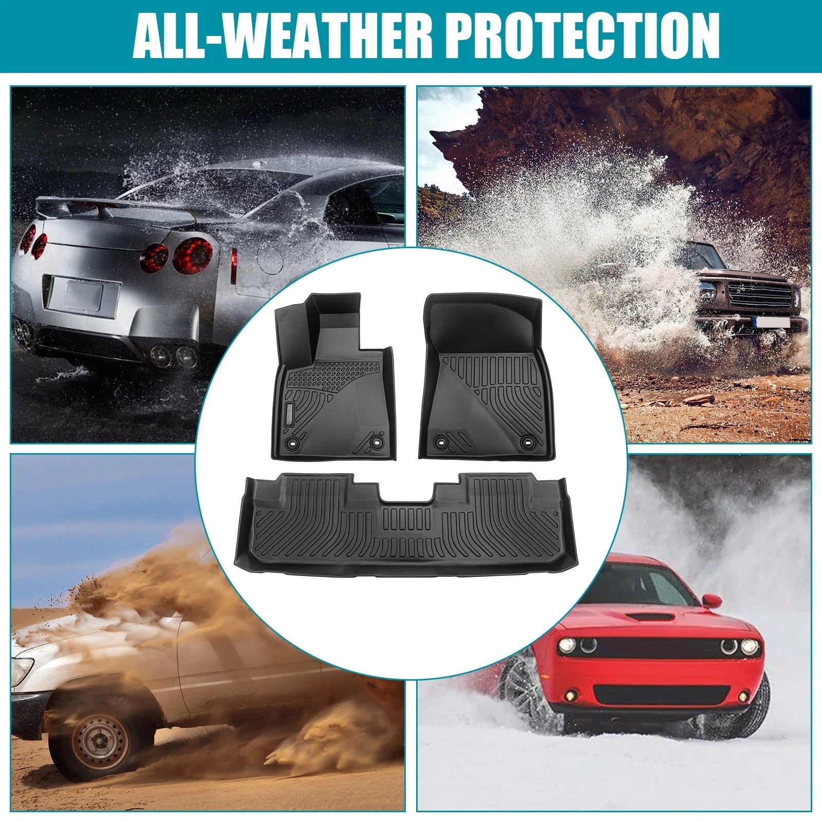 Set of 4 3D Floor Mats for Lexus RX350/RX450h (2016–2022) TPE Rubber All Weather