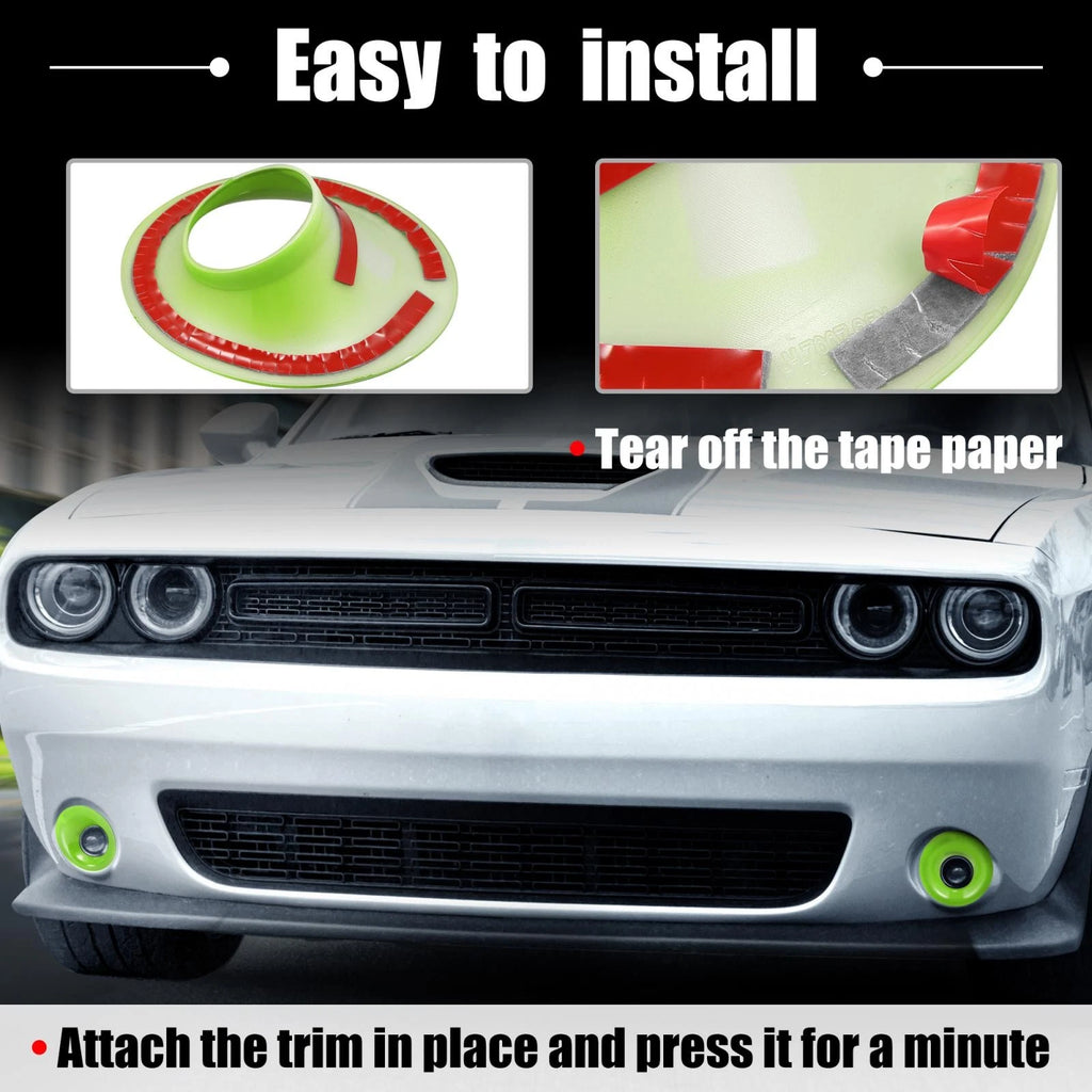 2X ABS Front Foglight Covers Trim for Dodge Challenger (2015–2020) Green