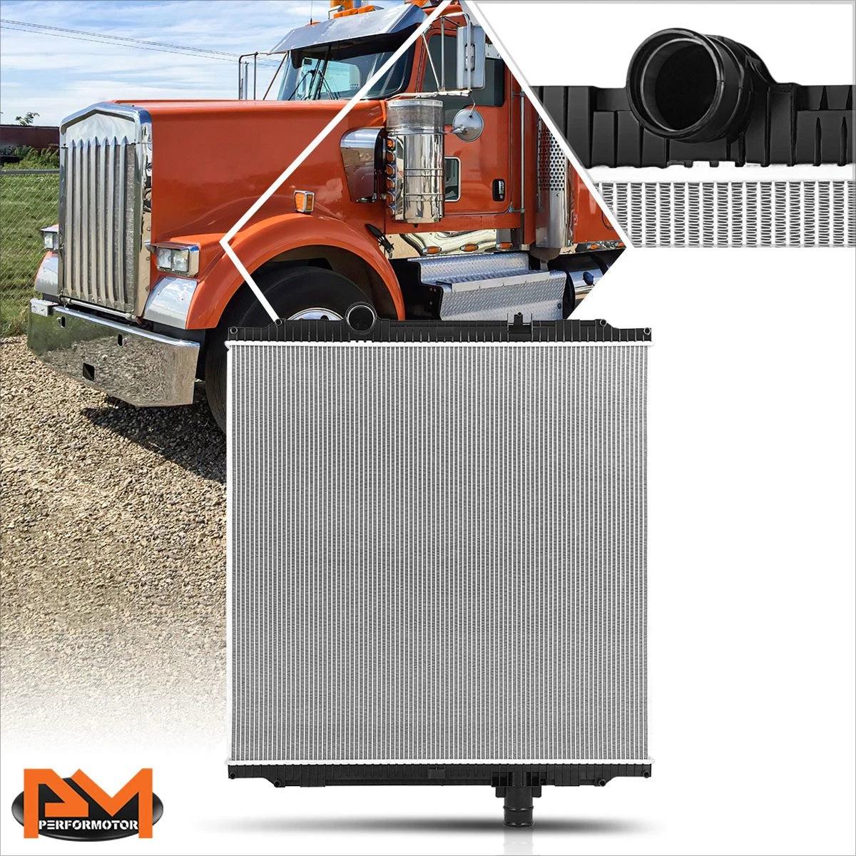 2-Row Cooling Radiator for Peterbilt 386 384 389/Kenworth W900 T800 T400 (2008–2013)