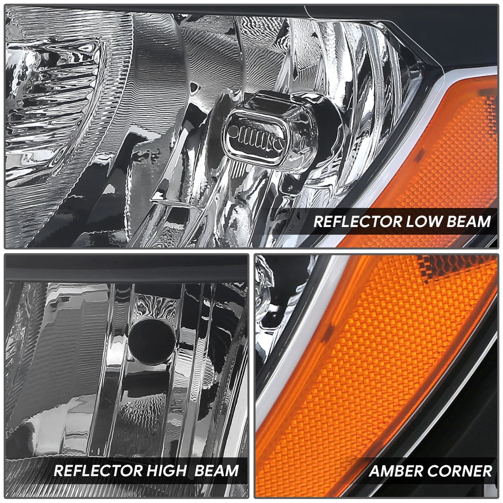 Driver Headlight for Jeep Compass (2017–2021) Black Housing Amber Corner