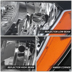 Driver Headlight for Jeep Compass (2017–2021) Black Housing Amber Corner