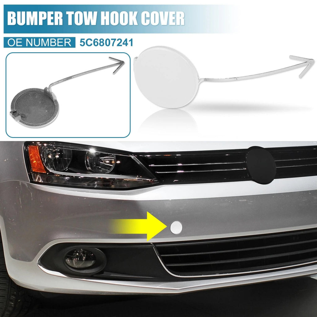White Front Bumper Tow Hook Cover 5C6807241 for Volkswagen Jetta (2012–2014)